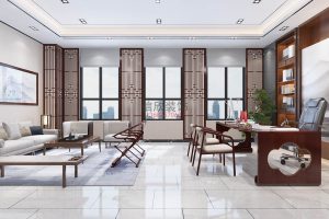 中式屏風隔斷通體平推門創(chuàng)意會議室辦公室裝修