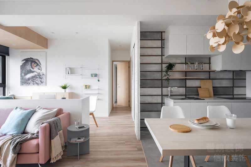 北歐風(fēng)格家居客餐廳粉紅色沙發(fā)