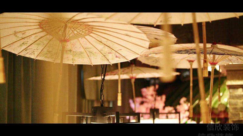 餐廳現(xiàn)代風紙傘裝飾物效果圖