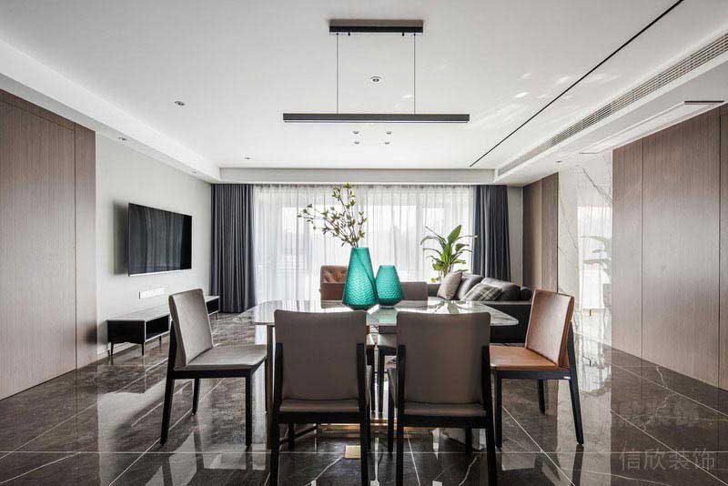 二手房改造現(xiàn)代簡約風(fēng)客餐廳效果圖