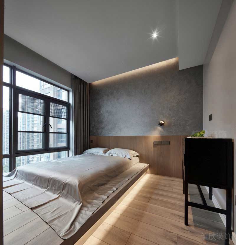 臥室裝修效果圖灰色床頭背景設(shè)計(jì)效果