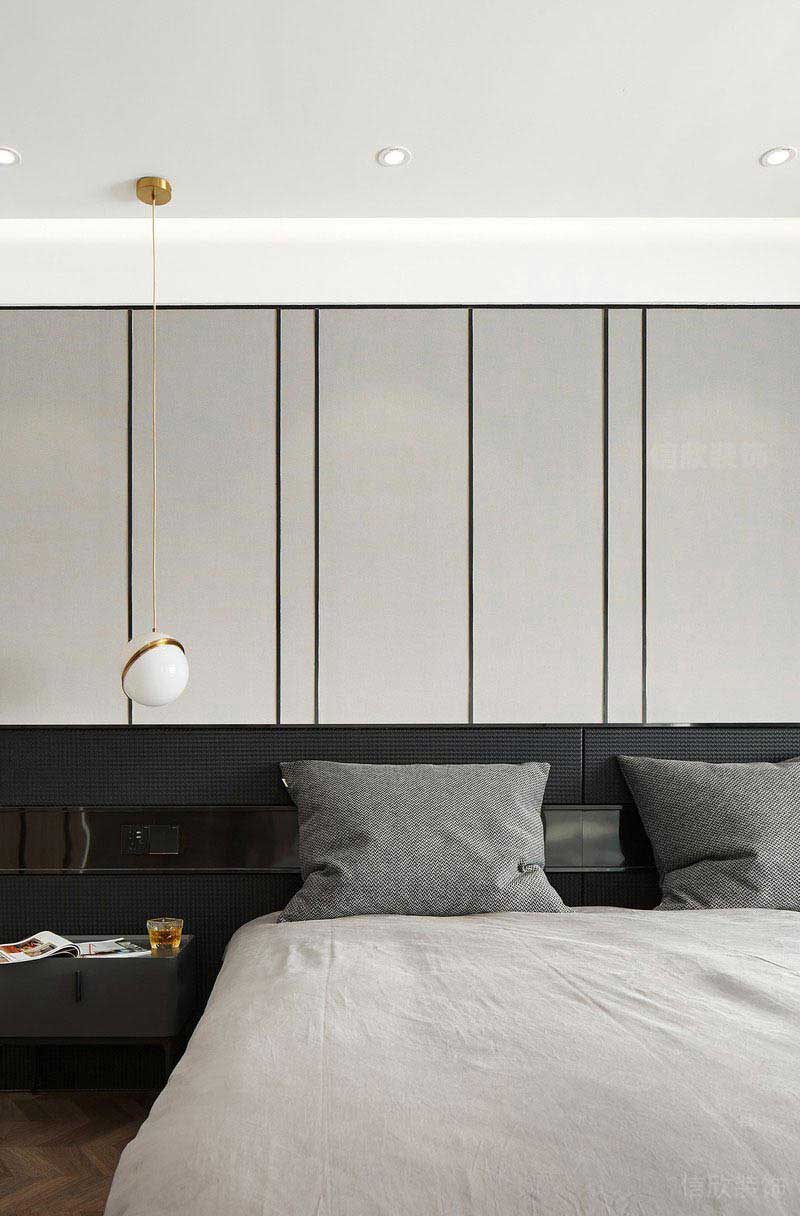 黑色線條設(shè)計(jì)的臥室背景墻