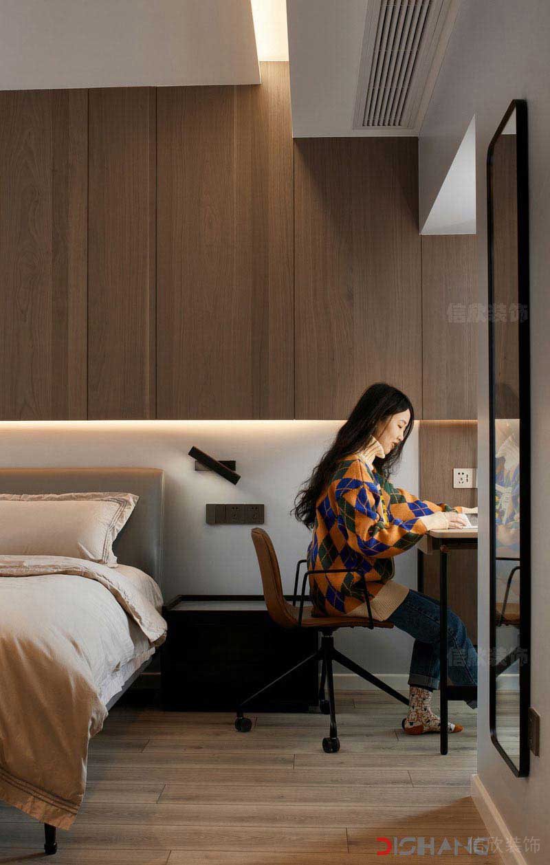 臥室床頭木紋加燈光設(shè)計(jì)方案