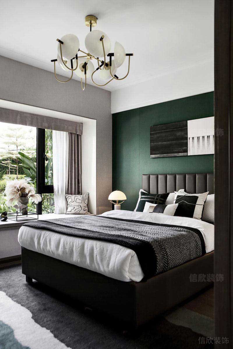臥室黑色與綠色搭配設(shè)計(jì)方案