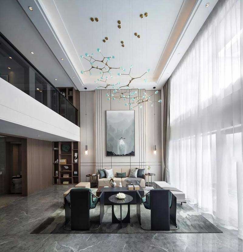 深圳龍崗碧桂園輕奢新中式復式小戶型樣板間設計材料質(zhì)感