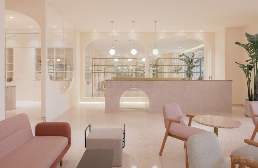 深圳龍華美容院裝修設(shè)計 休息區(qū)水吧臺