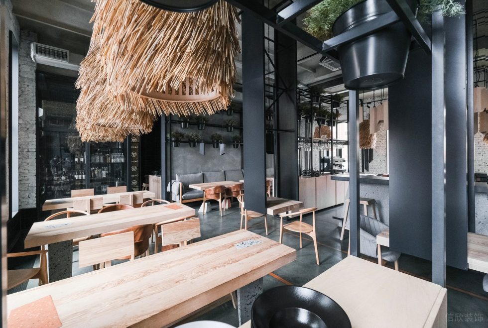 深圳市寶安中心區個性自然風超美國外餐飲店鋪設計大廳 (4)