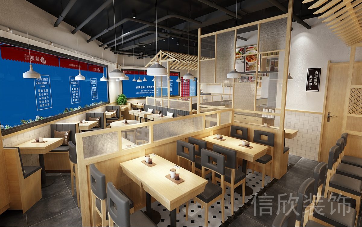 深圳羅湖火車站快餐廳屏風隔斷裝修設計