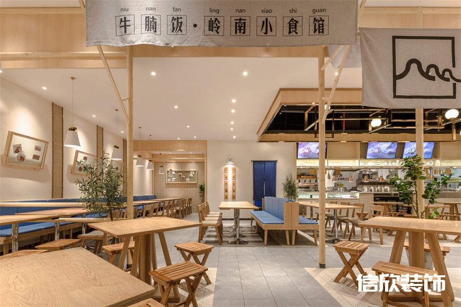 深圳羅湖筍崗牛腩飯快餐店四人桌裝修設計