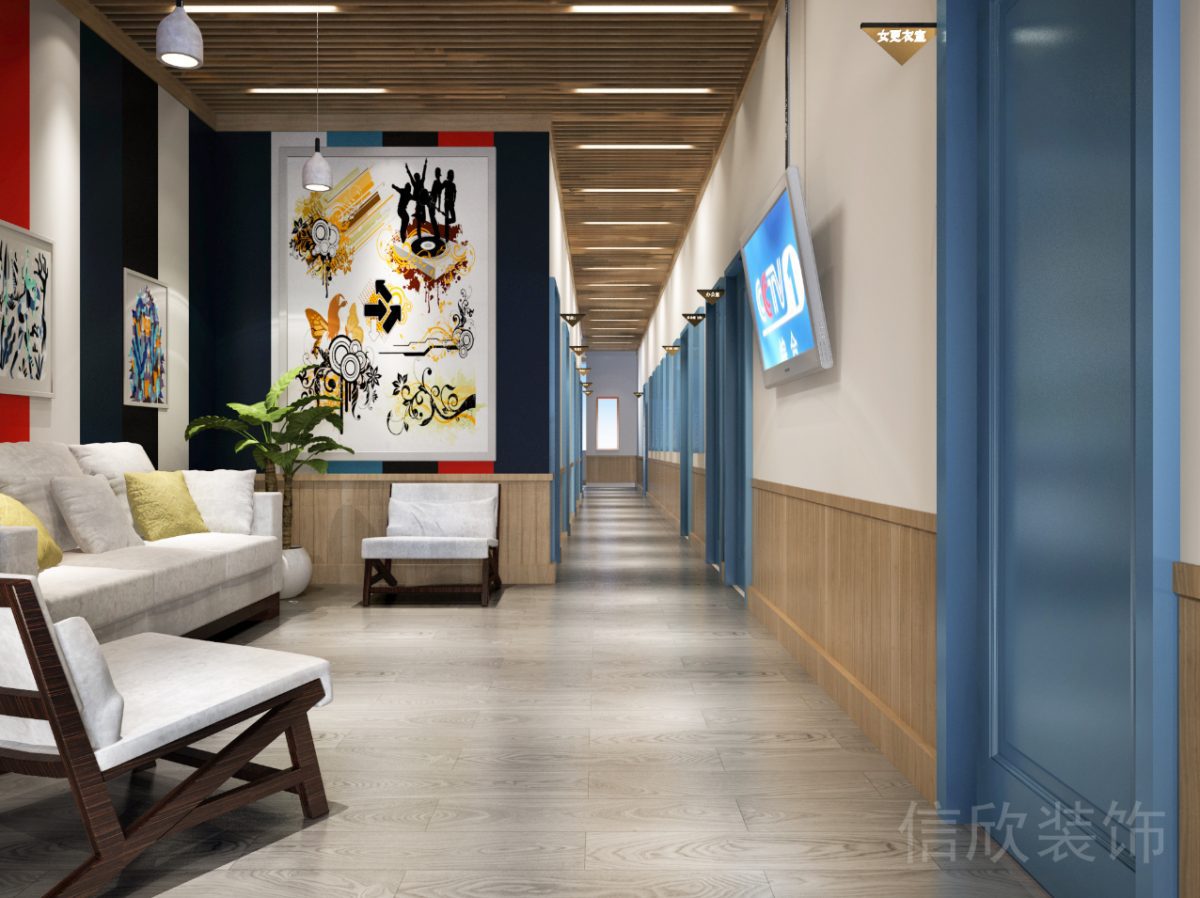 培訓(xùn)機構(gòu)過道藍色的木門